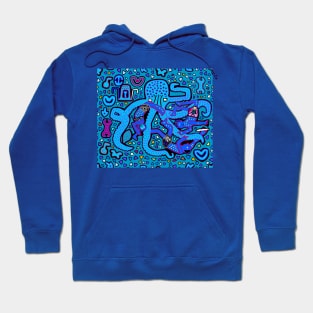 Tropical Octopus Attack - Turquoise Hoodie